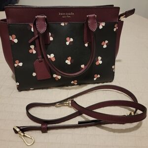 Kate Spade Black and Burgundy Floral Bag